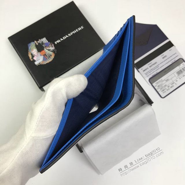 prada錢包 普拉達專櫃最新十字紋牛皮短夾 2M0513 PRADA男士短款錢包  pyd2116